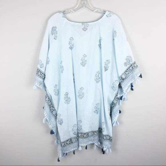 Lovestitch | Oversized Soft Blue Print Poncho - H4 - Picture 2 of 7
